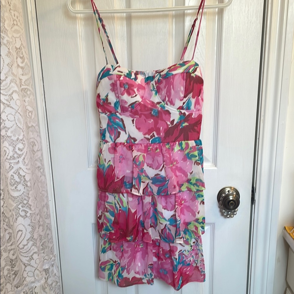 Seductions Floral Pink Mini Dress.